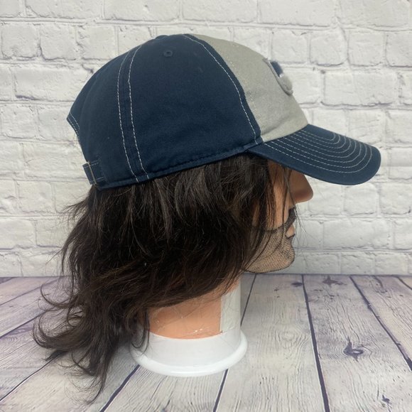 Seattle Seahawks Hat Cap Strap Back Gray Navy Blue Sports NFL Embroidered OTS - Picture 2 of 12